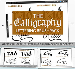 极品Procreate笔刷－4支不同风格的书法手写效果(含高清视频教程)：Calligraphy Br